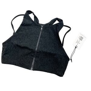 Weworewhat double strap zip up bra in heather Grey size small NWT